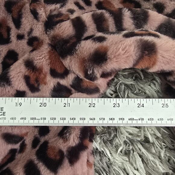 Steve Madden Coat Womens Sz M Pink Leopard Faux Fur Button Front Mob Wife - Picture 5 of 10